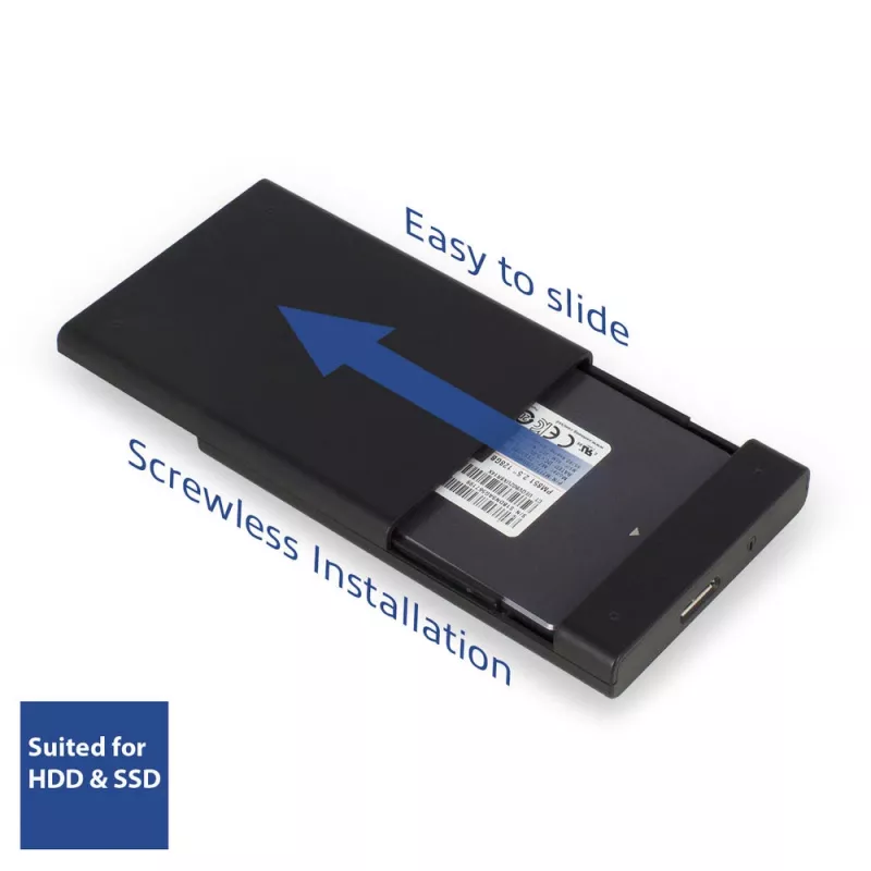 HDD/SSD korpusas ACT 2,5 colio SATA standžiojo disko korpusas be varžtų USB 3.2 Gen1