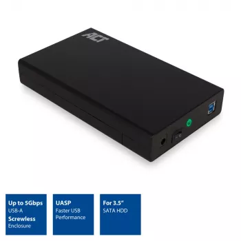 HDD/SSD korpusas ACT AC1405 3,5 colio SATA USB 3.2 Gen1 juodas