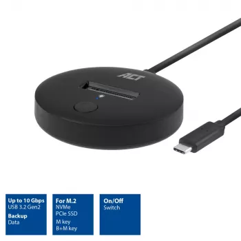 ACT M.2 NVMe/PCIe SSD prijungimo stotelė USB-C 3.2 Gen2 juoda