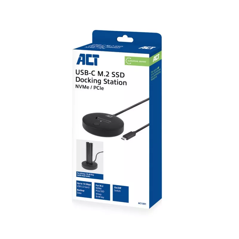 ACT M.2 NVMe/PCIe SSD prijungimo stotelė USB-C 3.2 Gen2 juoda