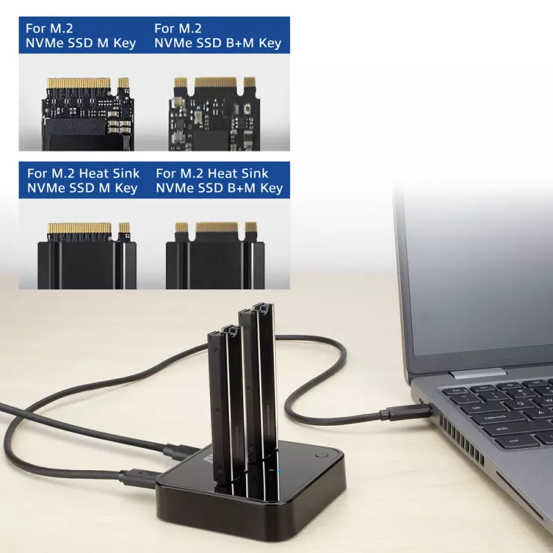ACT M.2 NVMe/PCIe dviguba SSD prijungimo ir klonavimo stotelė, USB-C 3.2 Gen2