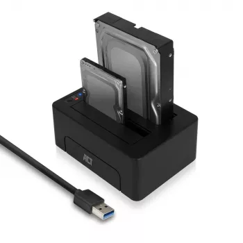 ACT 2,5 col. ir 3,5 col. SATA dviguba HDD/SSD prijungimo stotelė, USB 3.2 Gen1