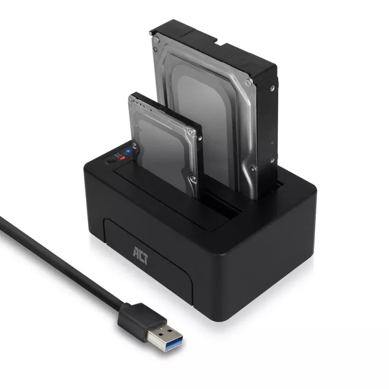 ACT 2,5 col. ir 3,5 col. SATA dviguba HDD/SSD prijungimo stotelė, USB 3.2 Gen1