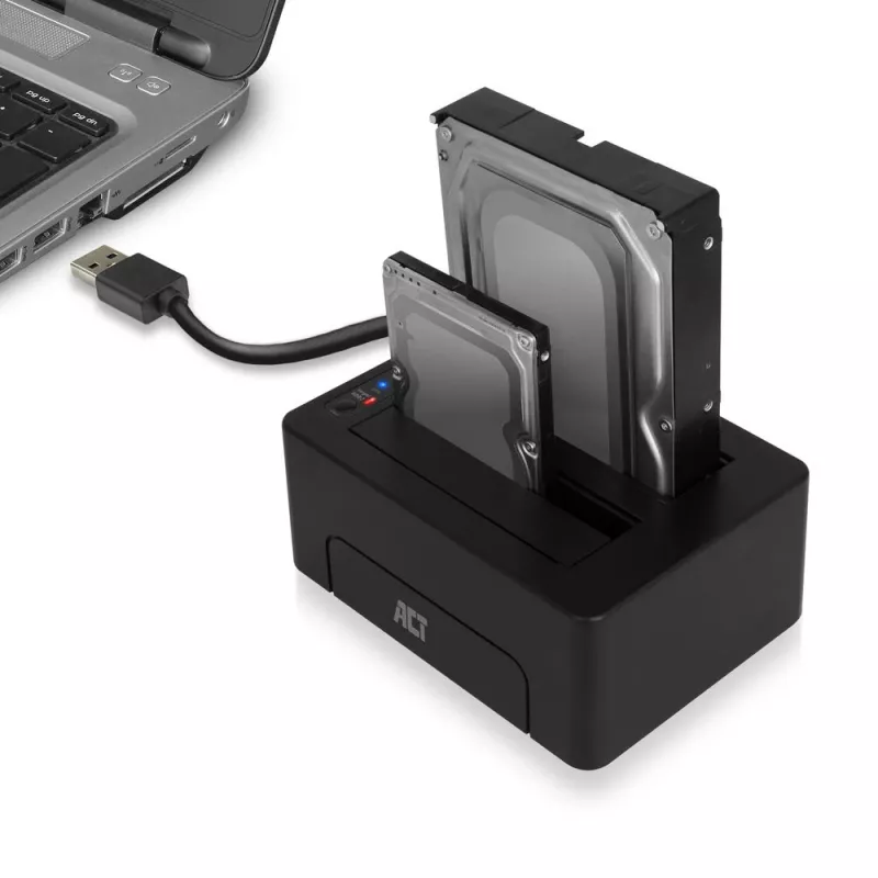 ACT 2,5 col. ir 3,5 col. SATA dviguba HDD/SSD prijungimo stotelė, USB 3.2 Gen1