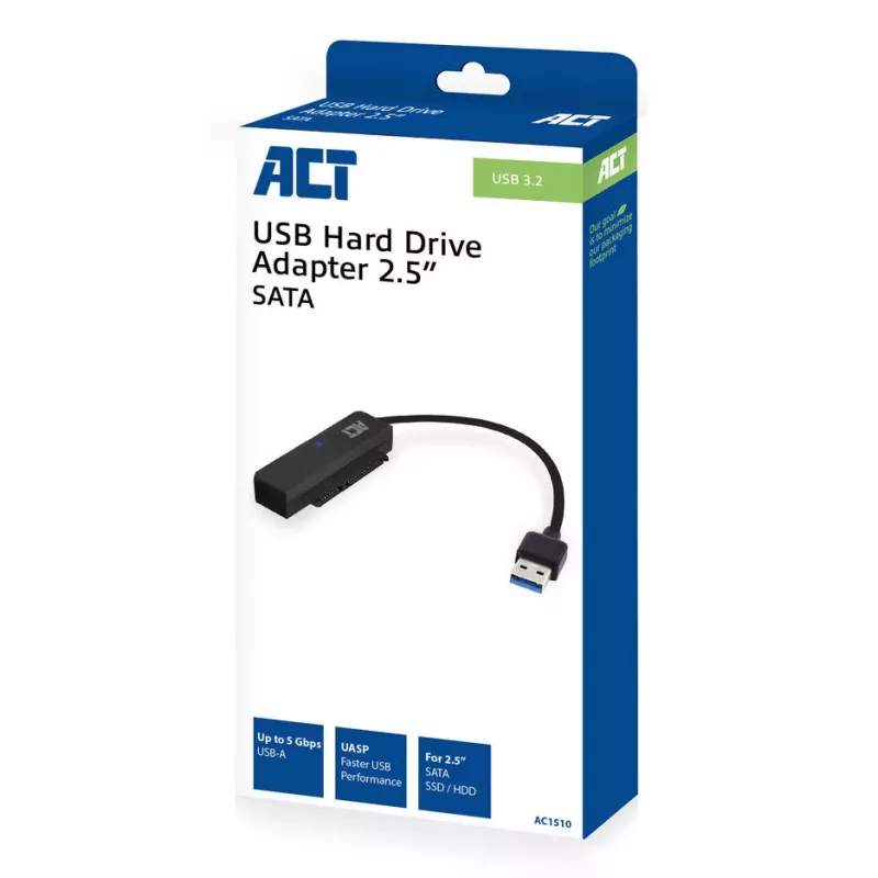 ACT USB adapterio laidas 2,5 colio SATA HDD/SSD AC1510 0,15 m juodas