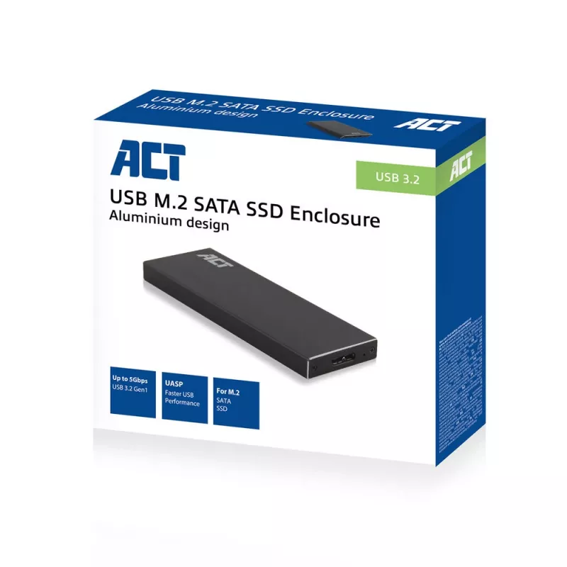 SSD korpusas ACT M.2 USB 3.2 Gen1 Juodas 5 Gbit/s