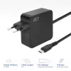 ACT USB-C nešiojamojo kompiuterio sieninis įkroviklis 65W su Power Delivery profiliais, 2 metrai