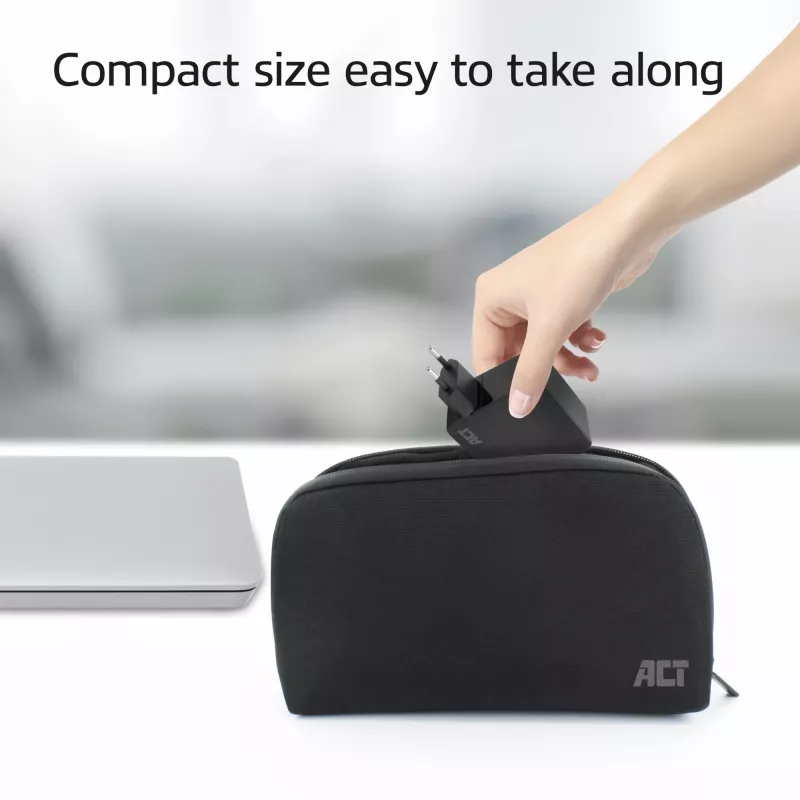 ACT USB-C nešiojamojo kompiuterio sieninis įkroviklis 65W su Power Delivery profiliais, 2 metrai