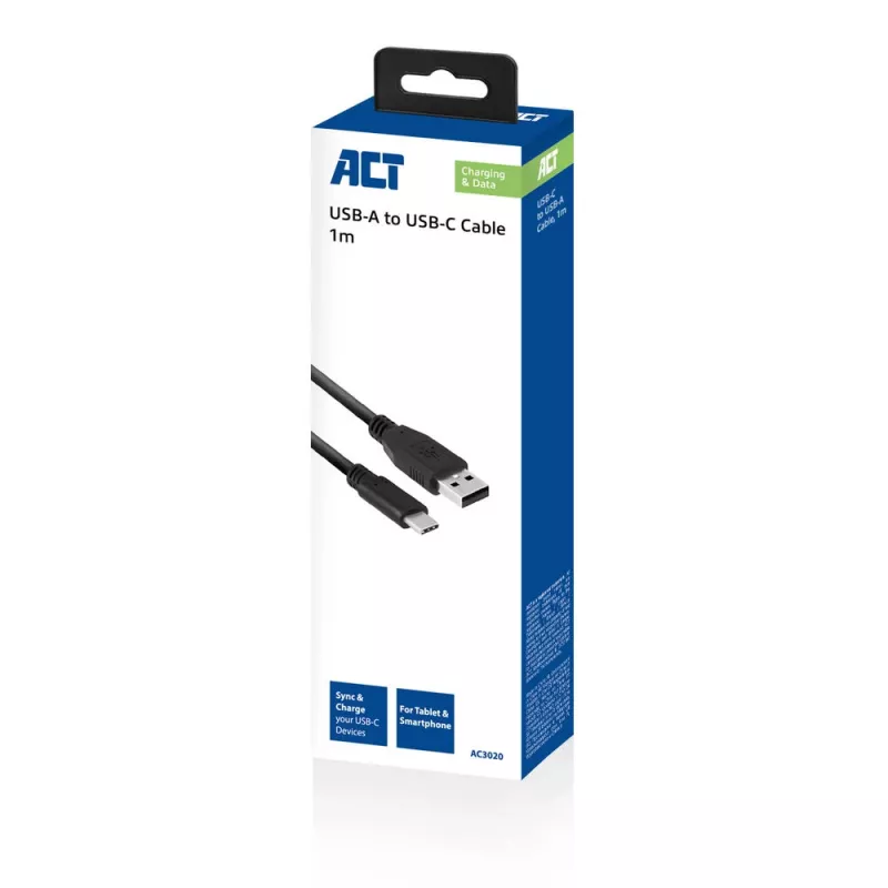 ACT USB 3.2 Gen1 įkrovimo/duomenų laidas A tėvas - C tėvas 1 metras