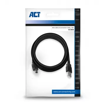 ACT USB 2.0 jungiamasis kabelis A tipo kištukas - mini B tipo kištukas 1,8 metro