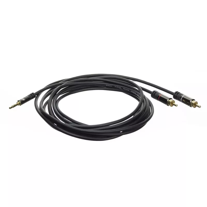 Garso kabelis ACT AC3605 1,5 m 3,5 mm į 2 x RCA juodas