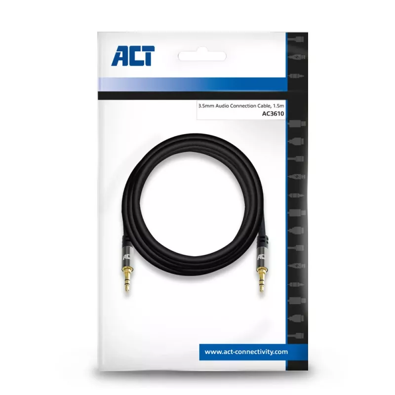 ACT 1,5 m aukštos kokybės stereo garso kabelis 3,5 mm lizdas vyriškas – vyriškas