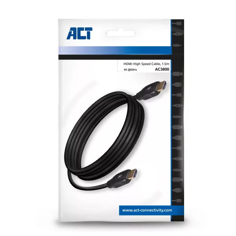 ACT 1,5 m HDMI greitojo perdavimo vaizdo kabelis v2.0 HDMI-A kištukas - HDMI-A kištukas