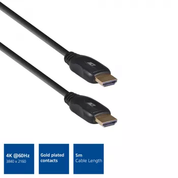 ACT 5 metrų HDMI Ultra High Speed vaizdo kabelis v2.0 HDMI-A kištukas - HDMI-A kištukas