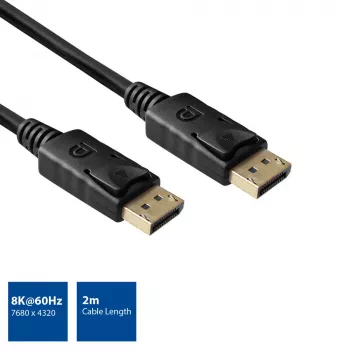 2 metrų ACT Displayport 1.4 8K jungiamasis kabelis, kištukas–kištukas