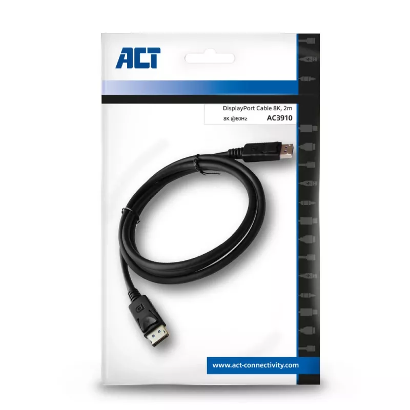 2 metrų ACT Displayport 1.4 8K jungiamasis kabelis, kištukas–kištukas