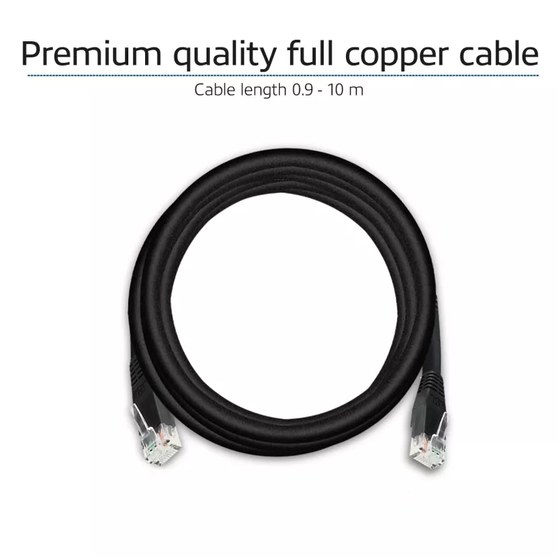 ACT Black 10.0 metro U/UTP, CAT6 jungiamasis kabelis su RJ45 jungtimis