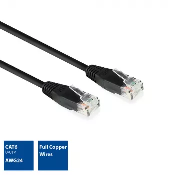 ACT Black 15.0 metro U/UTP, CAT6 jungiamasis kabelis su RJ45 jungtimis