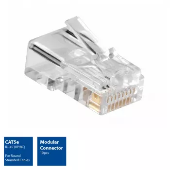 ACT modulinė CAT5E RJ-45 jungtis ACT AC4110 vyriška sidabrinė skaidri 10 vnt.