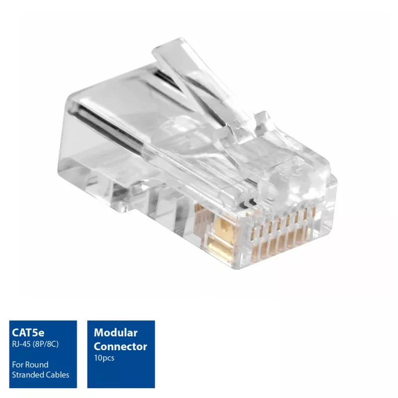 ACT modulinė CAT5E RJ-45 jungtis ACT AC4110 vyriška sidabrinė skaidri 10 vnt.