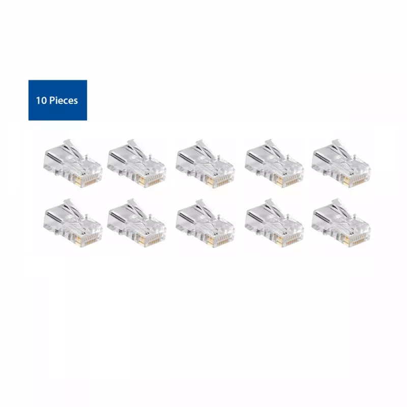 ACT modulinė CAT5E RJ-45 jungtis ACT AC4110 vyriška sidabrinė skaidri 10 vnt.