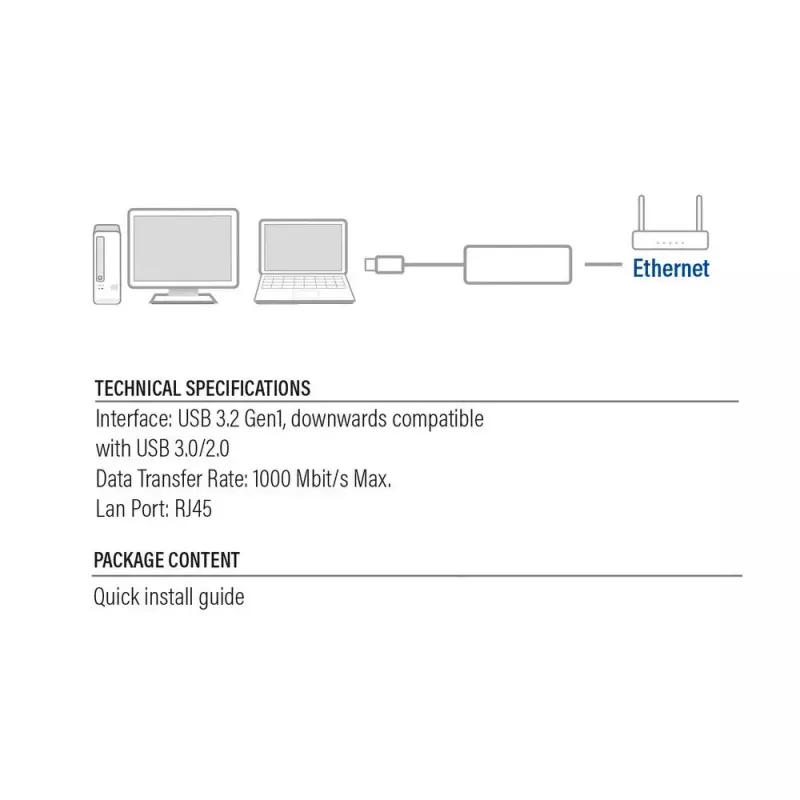 Tinklo plokštė ACT AC4410 Ethernet 1000 Mbit/s laidinis USB