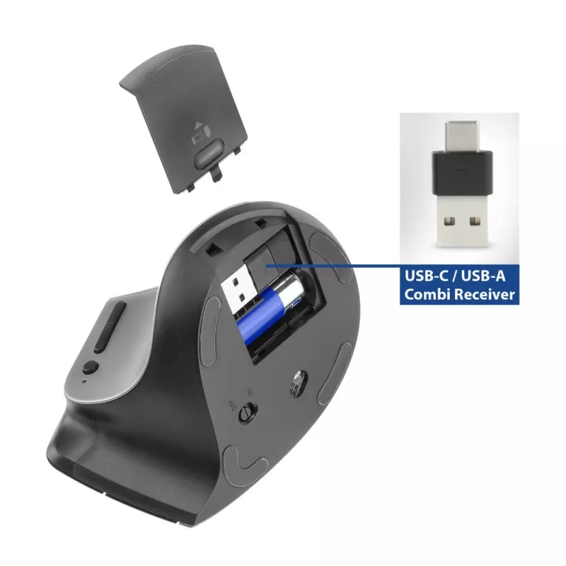 ACT belaidė ergonomiška pelė su Bluetooth ir USB-C/USB-A