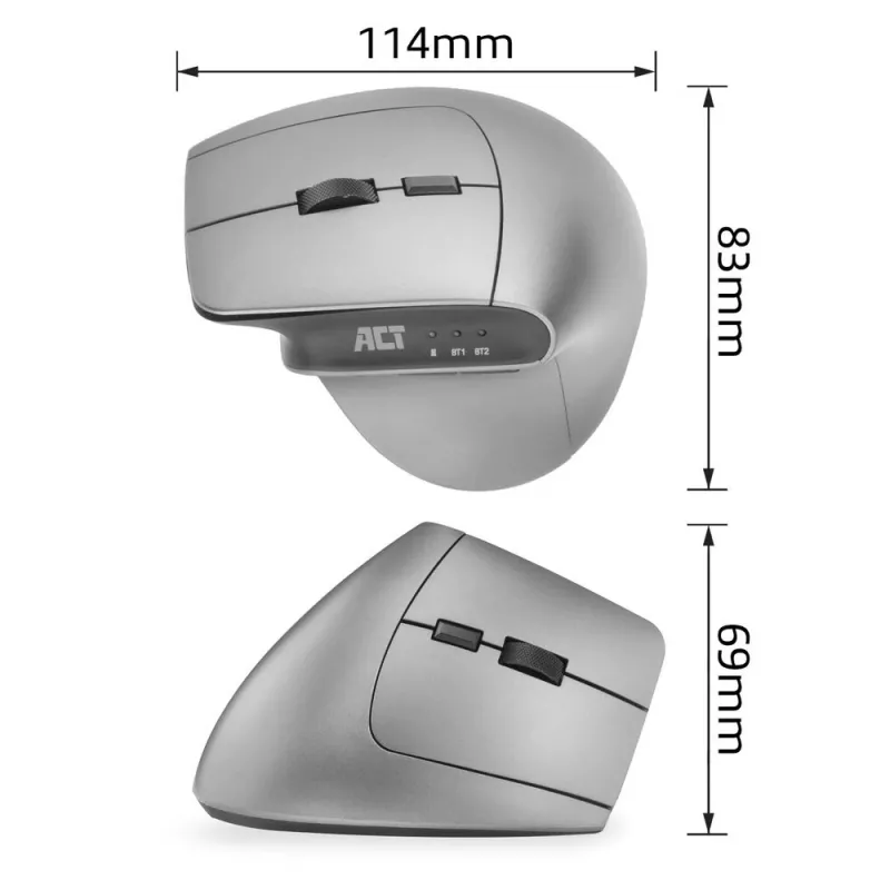 ACT belaidė ergonomiška pelė su Bluetooth ir USB-C/USB-A