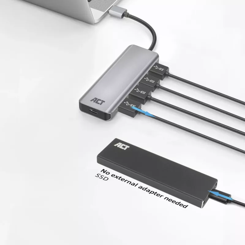 USB šakotuvas ACT AC6121 Type-A 5000 Mbit/s aliuminis
