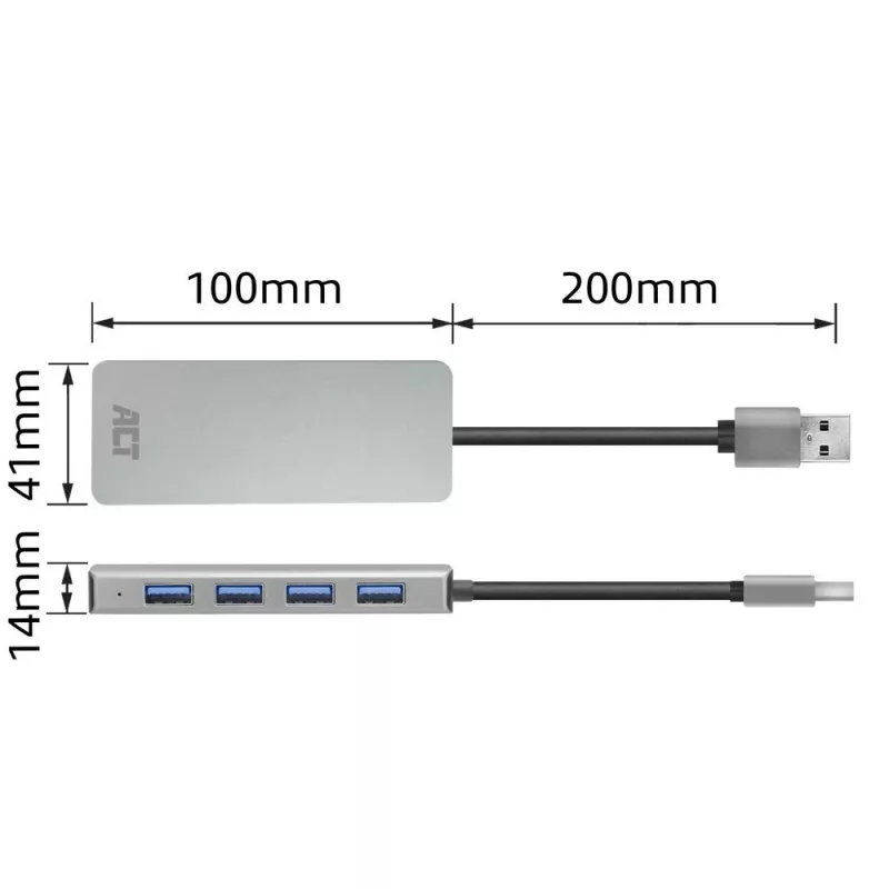 USB šakotuvas ACT AC6121 Type-A 5000 Mbit/s aliuminis