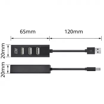 USB šakotuvas ACT AC6205 2.0 480 Mbit/s Juodas 0,12 m