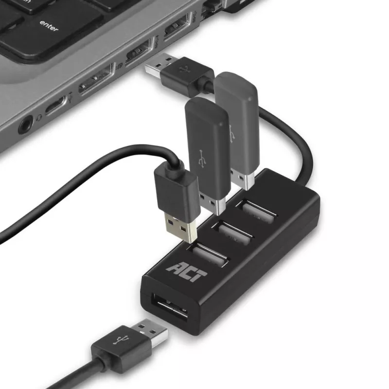 USB šakotuvas ACT AC6205 2.0 480 Mbit/s Juodas 0,12 m