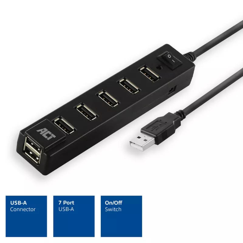 USB šakotuvas ACT AC6215 480 Mbit/s Juoda