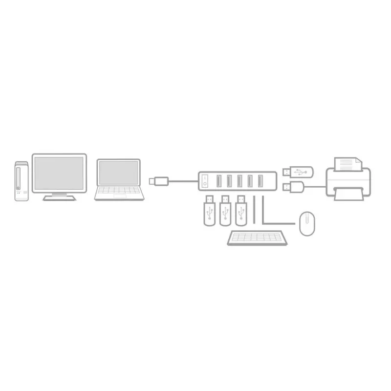 USB šakotuvas ACT AC6215 480 Mbit/s Juoda