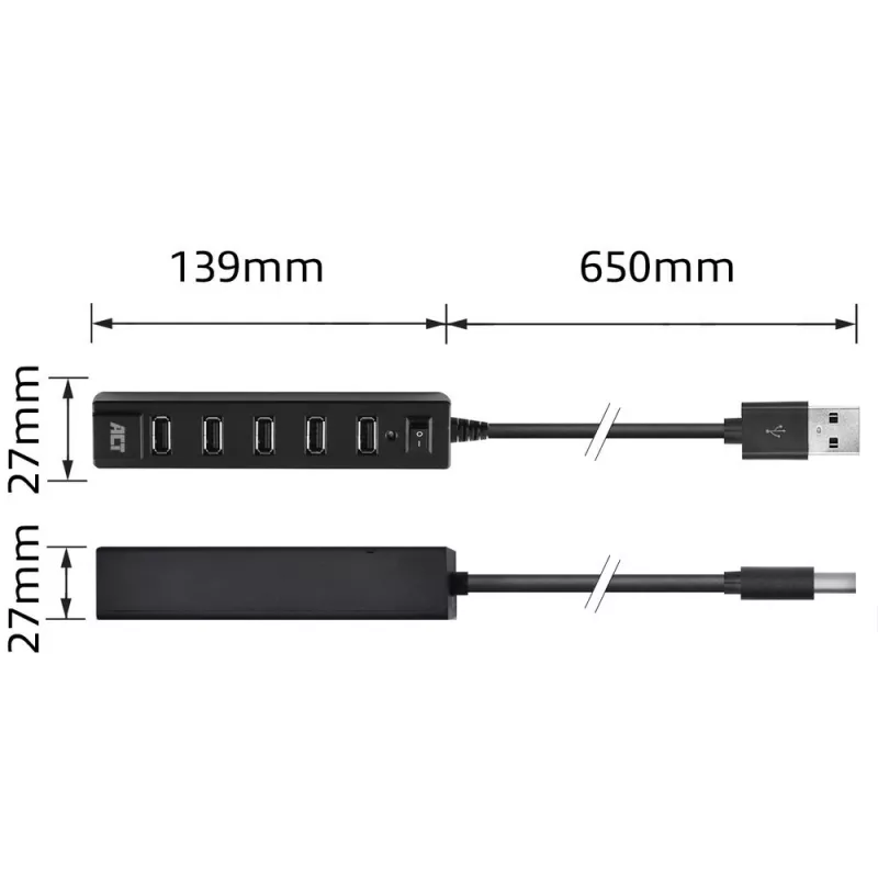 USB šakotuvas ACT AC6215 480 Mbit/s Juoda
