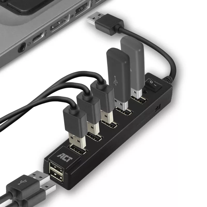 USB šakotuvas ACT AC6215 480 Mbit/s Juoda