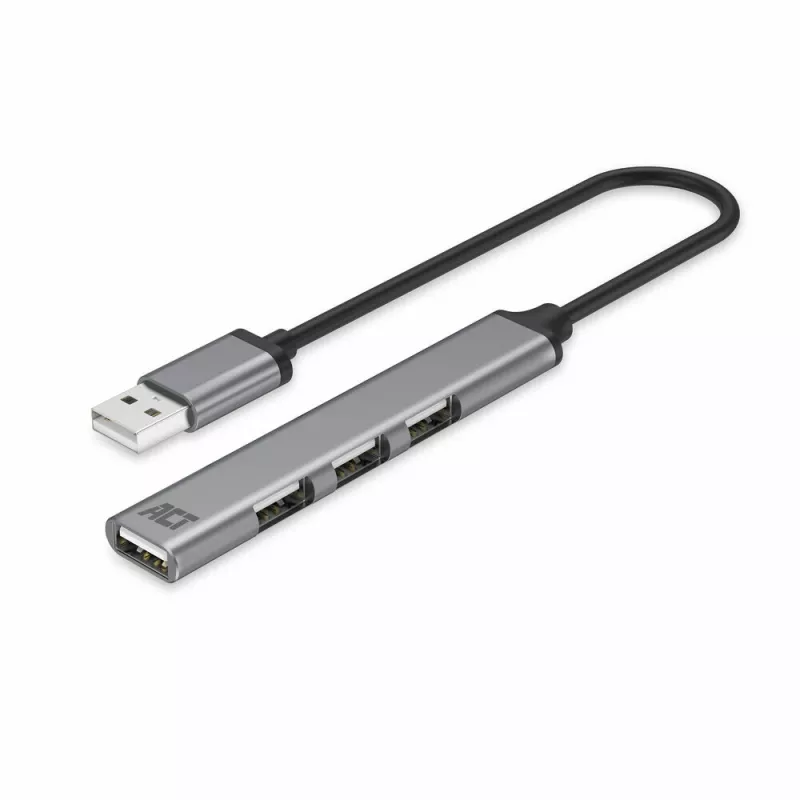 ACT AC6225 USB 2.0 šakotuvas 480 Mbit/s Pilkas Aliuminis