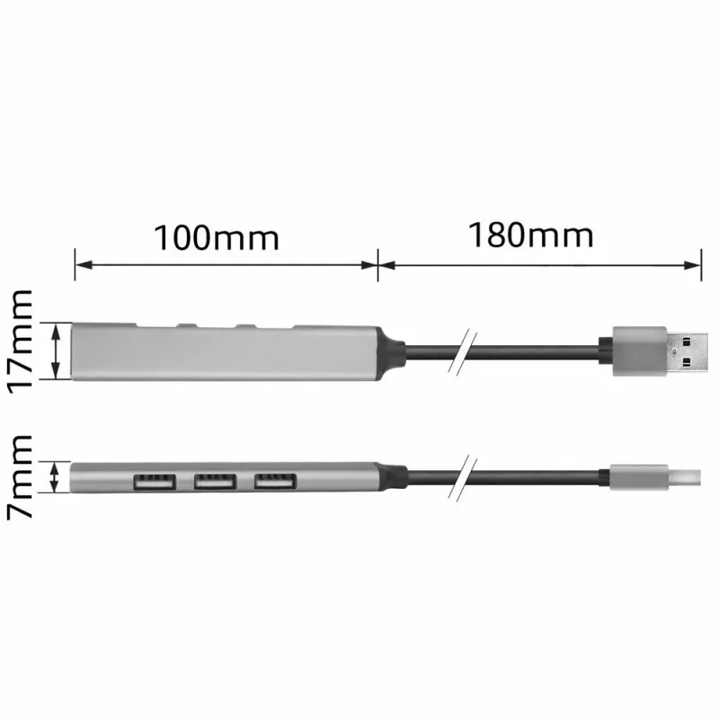 ACT AC6225 USB 2.0 šakotuvas 480 Mbit/s Pilkas Aliuminis