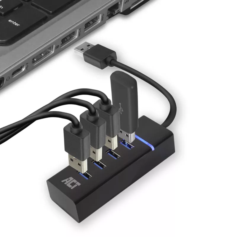 ACT AC6300 USB 3.2 Gen 1 šakotuvas Type-A 5000 Mbit/s juodas