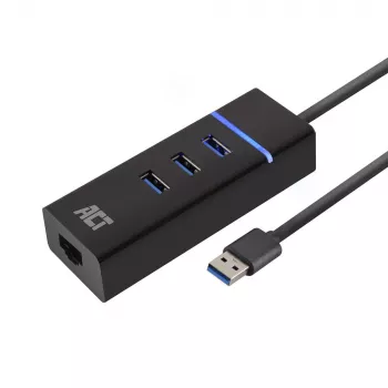 Dokų stotelė ACT AC6310 USB 3.2 Gen 1 laidinė juoda Ethernet