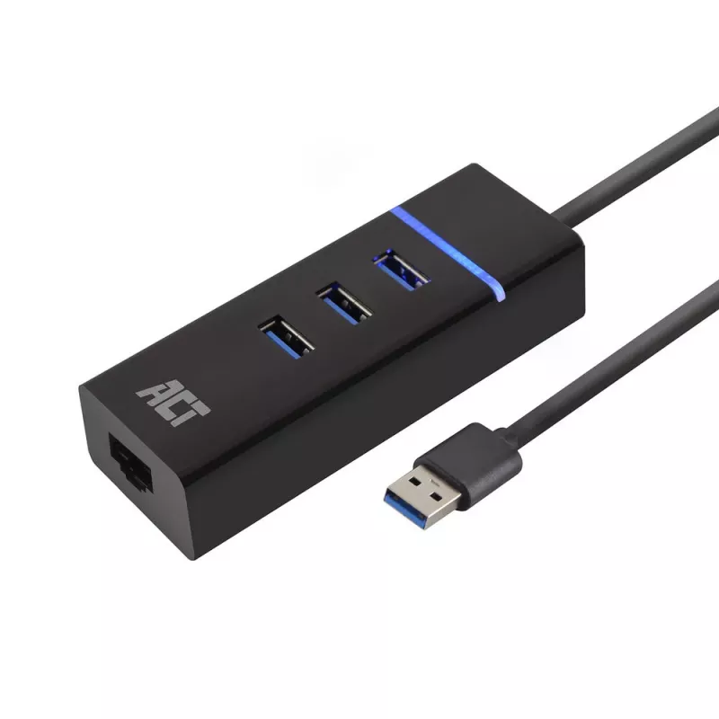 Dokų stotelė ACT AC6310 USB 3.2 Gen 1 laidinė juoda Ethernet