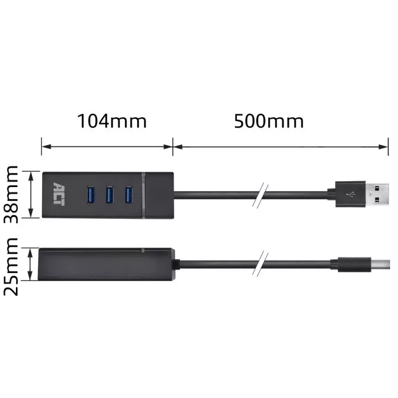Dokų stotelė ACT AC6310 USB 3.2 Gen 1 laidinė juoda Ethernet
