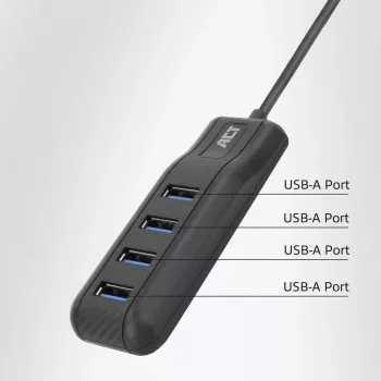 ACT AC6320 sąsajos šakotuvas USB 3.2 Gen 1 (3.1 Gen 1) Type-A 5000 Mbit/s Juoda