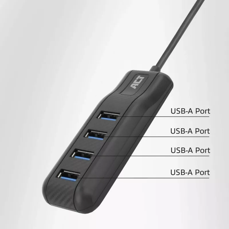 ACT AC6420 sąsajos šakotuvas USB 3.2 Gen 1 (3.1 Gen 1) Type-C 5000 Mbit/s juodas