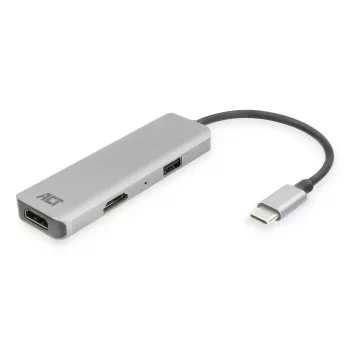 ACT USB-C 4K kelių prievadų adapteris 2 HDMI monitoriams, USB-A duomenų prievadas