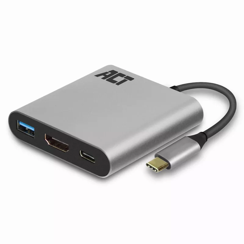ACT USB-C daugiafunkcis adapteris 1 HDMI monitoriui, 1x USB-A, PD pralaidumas