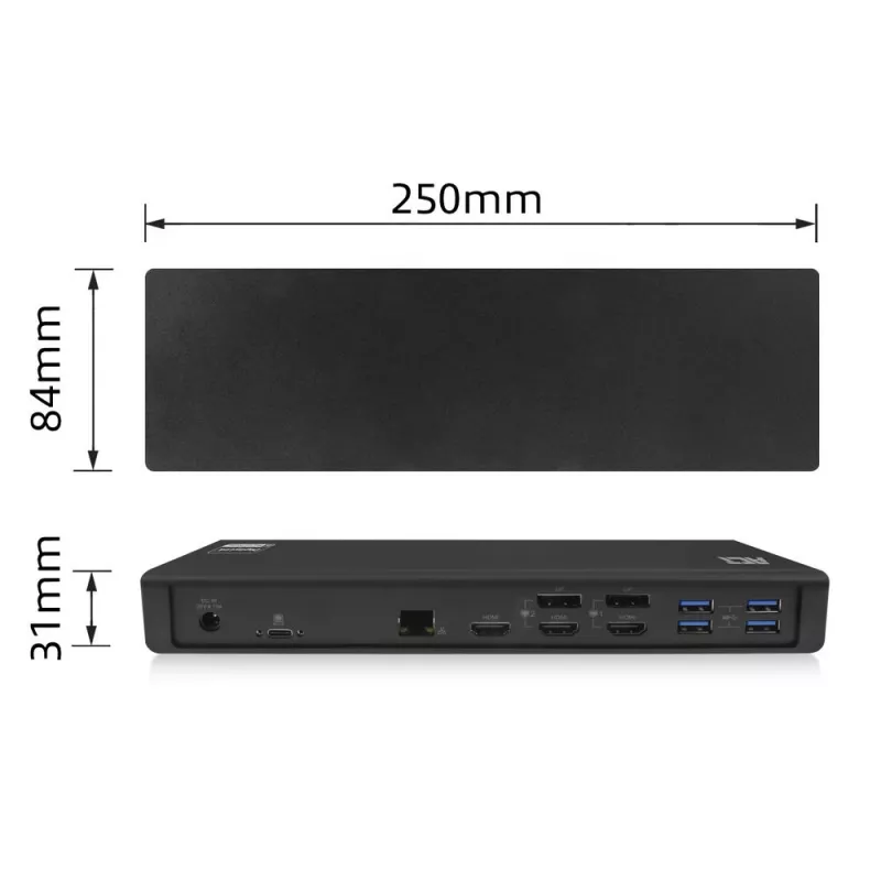 ACT USB-C dokavimo stotelė 4K, skirta 2 arba 3 HDMI/DisplayPort monitoriams, DisplayLink