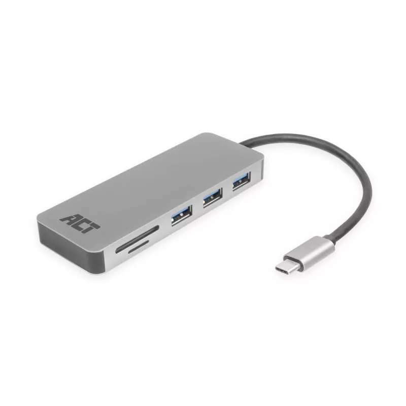 ACT USB-C stotelė 3.0, 3x USB-A, kortelių skaitytuvas, PD perdavimas