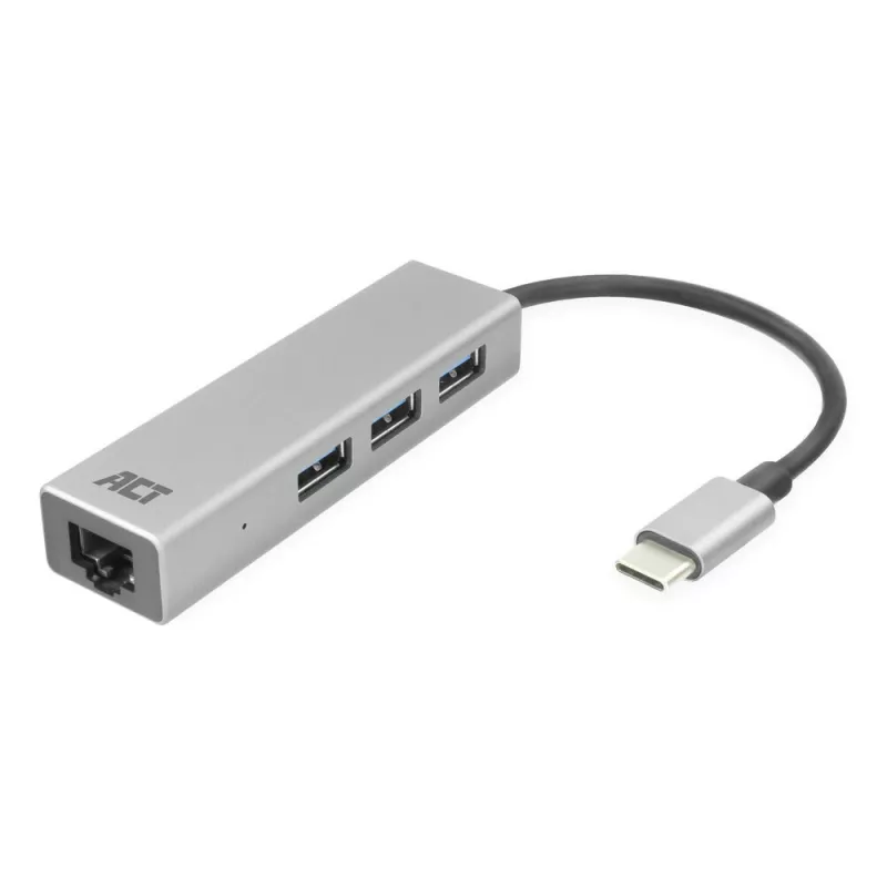 USB-C šakotuvas ACT AC7055 3x USB-A Gigabit Ethernet