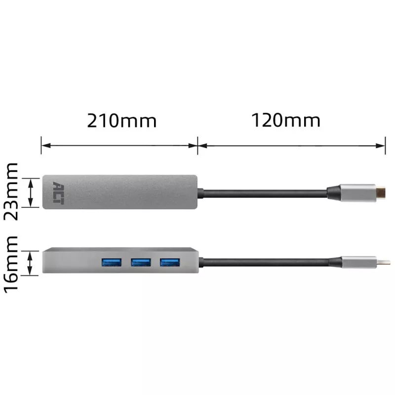 USB-C šakotuvas ACT AC7055 3x USB-A Gigabit Ethernet